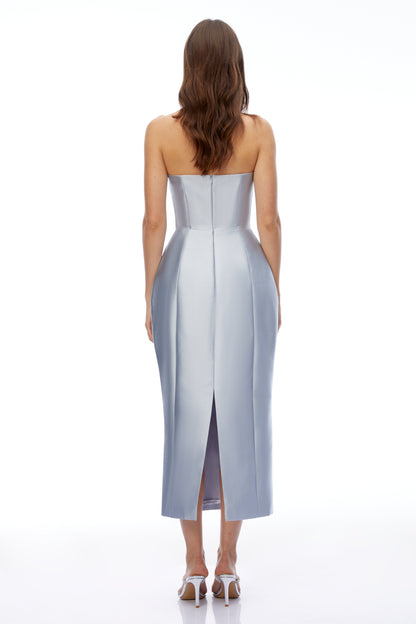 Waverly Blue Off Shoulder Rhinestone Midi Dress