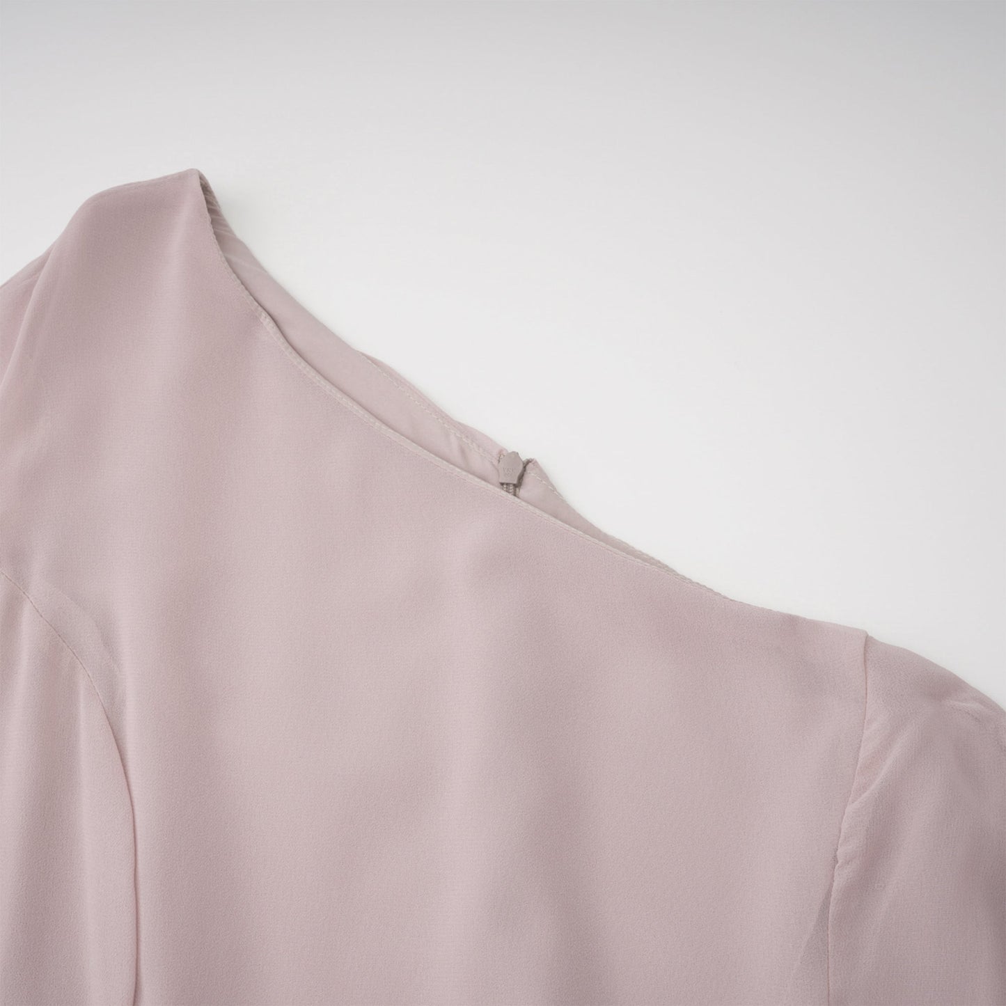 Wilhelmina Dusty Pink Asymmetrical Ruched Maxi Dress