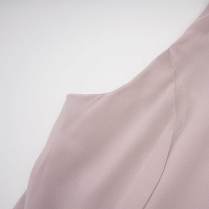 Wilhelmina Dusty Pink Asymmetrical Ruched Maxi Dress