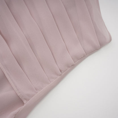 Wilhelmina Dusty Pink Asymmetrical Ruched Maxi Dress