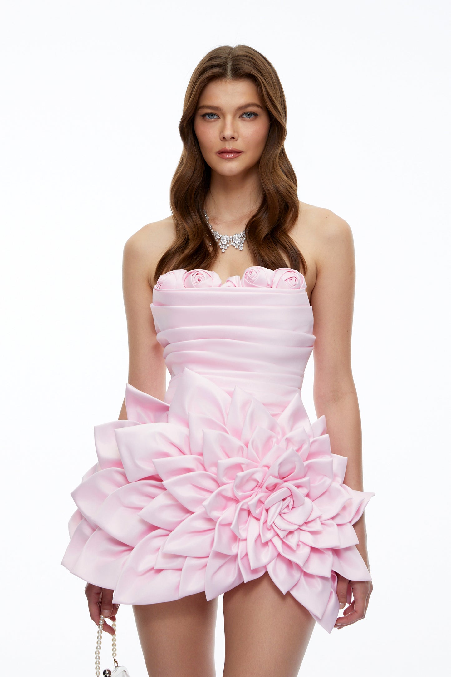 Snizhana Pink Mini Dress with 3D Petals