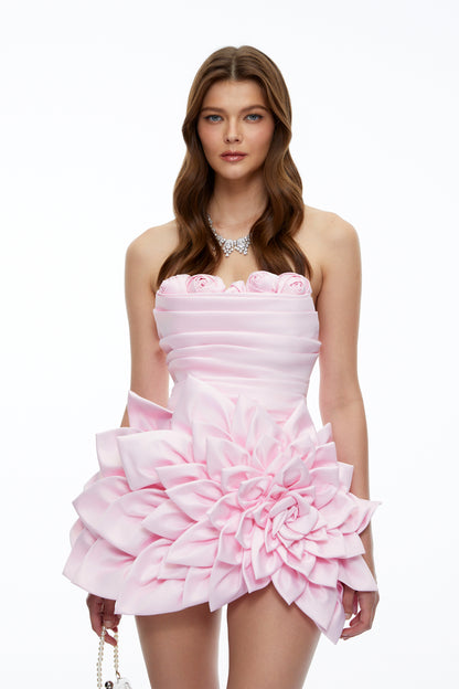 Snizhana Pink Mini Dress with 3D Petals