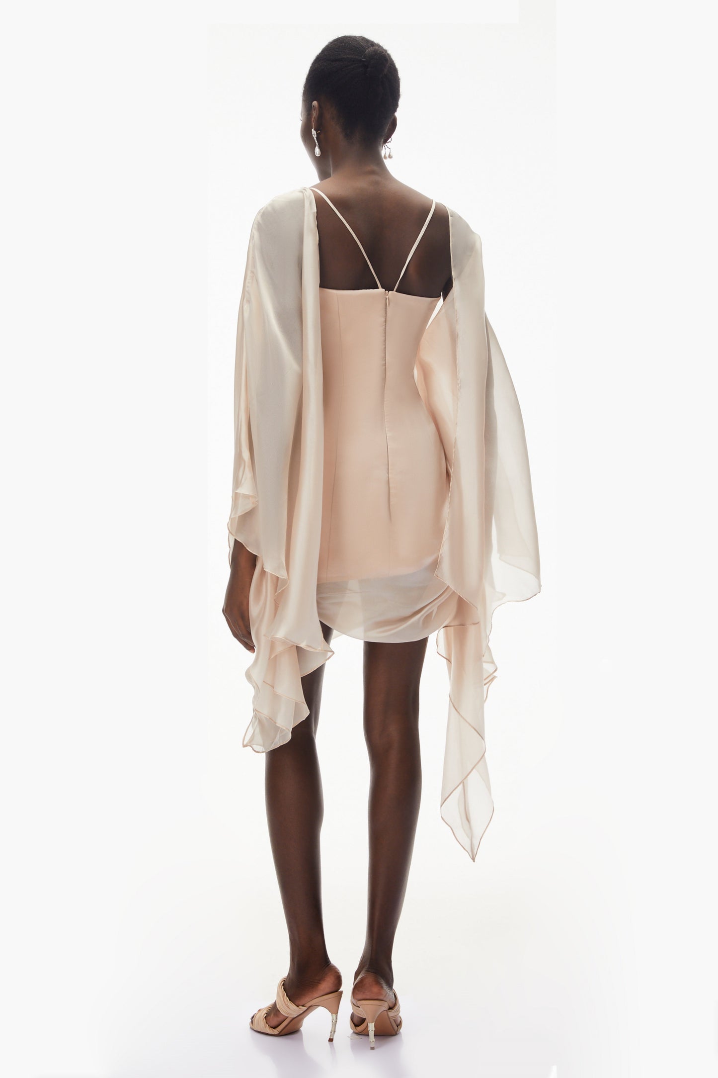 Willow Pink Asymmetrical Ruched Mesh Mini Dress