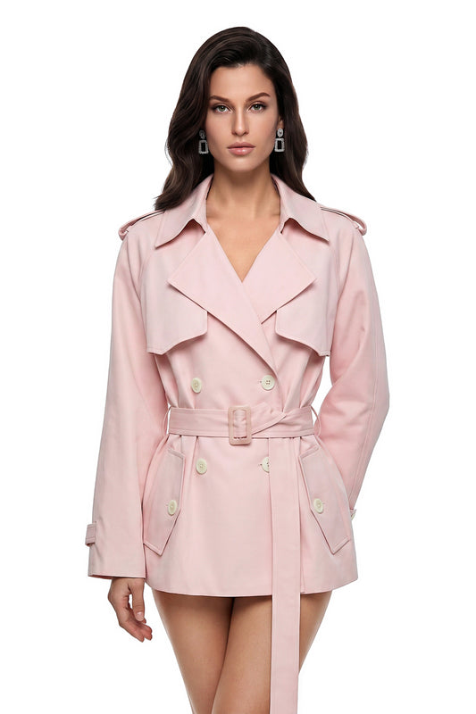 Wilma Pink Double-Breasted Trench Coat