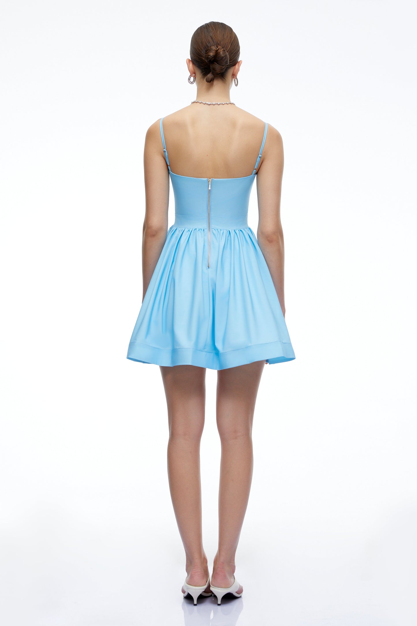Xanthe Blue Floral Square Neck Mini Dress