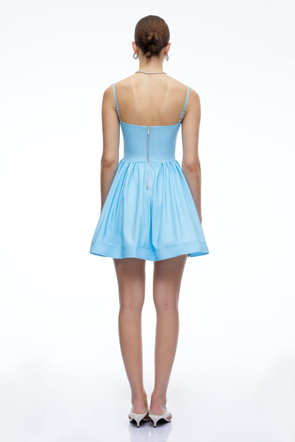 Xanthe Blue Floral Square Neck Mini Dress