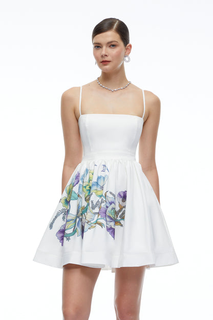 Xanthe White Floral Square Neck Mini Dress