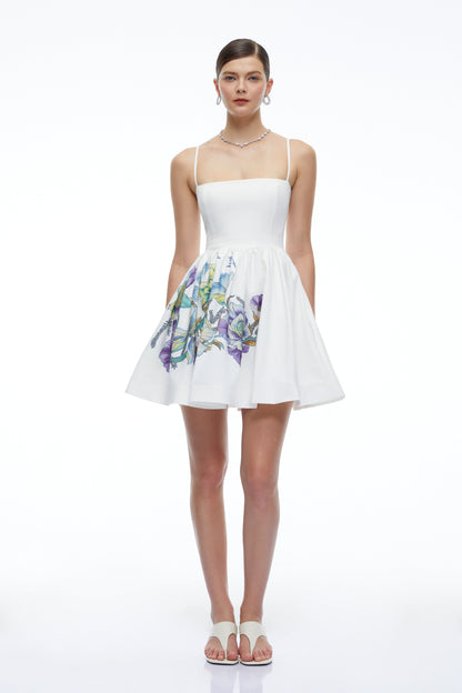 Xanthe White Floral Square Neck Mini Dress
