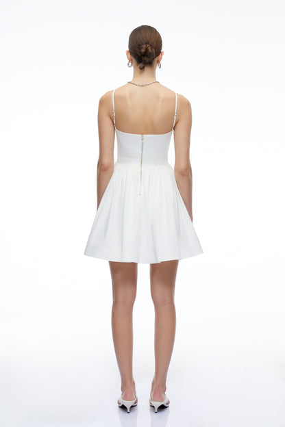 Xanthe White Floral Square Neck Mini Dress