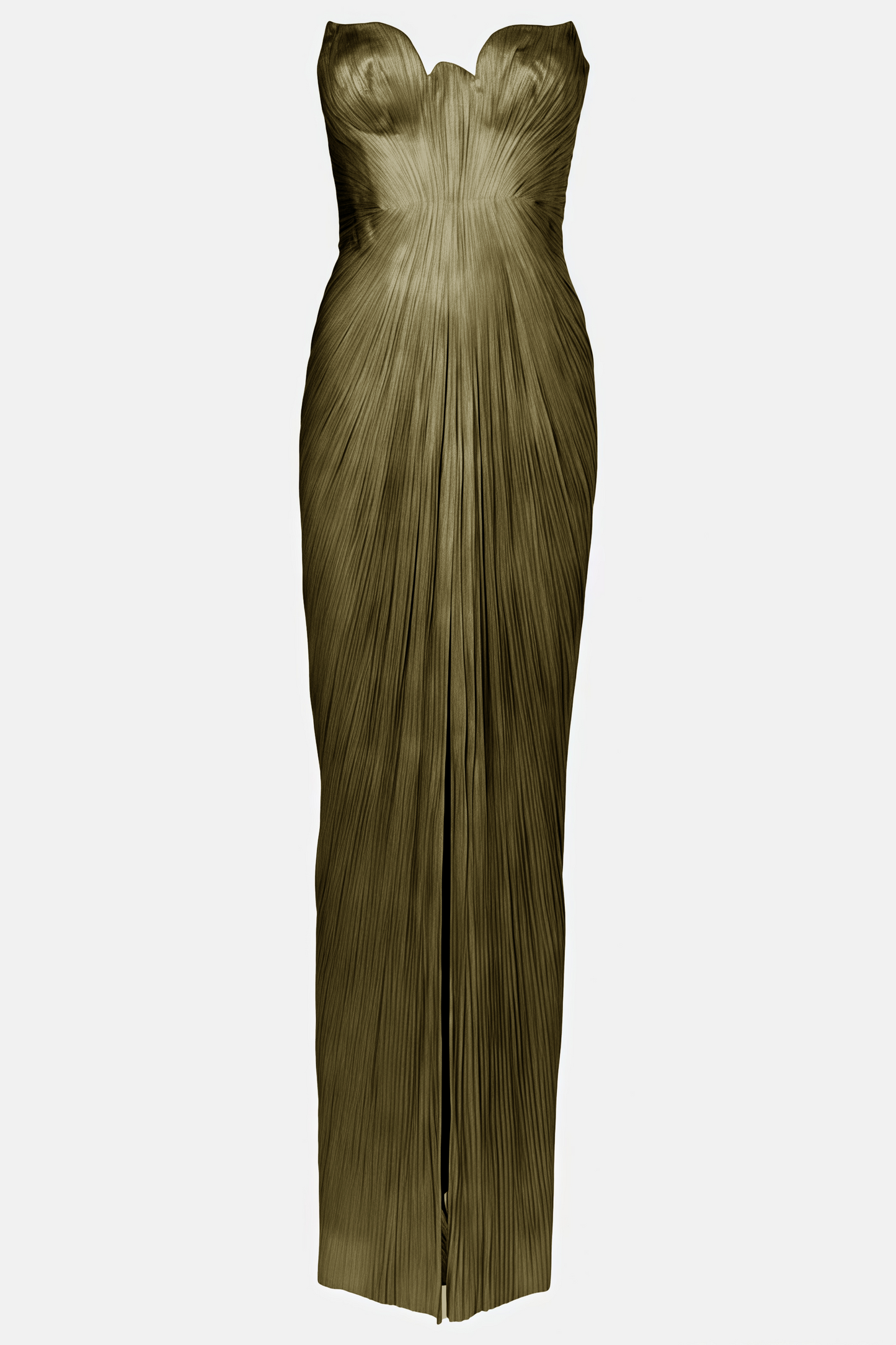 Xrystyna Gold Metallic Ruched Maxi Dress