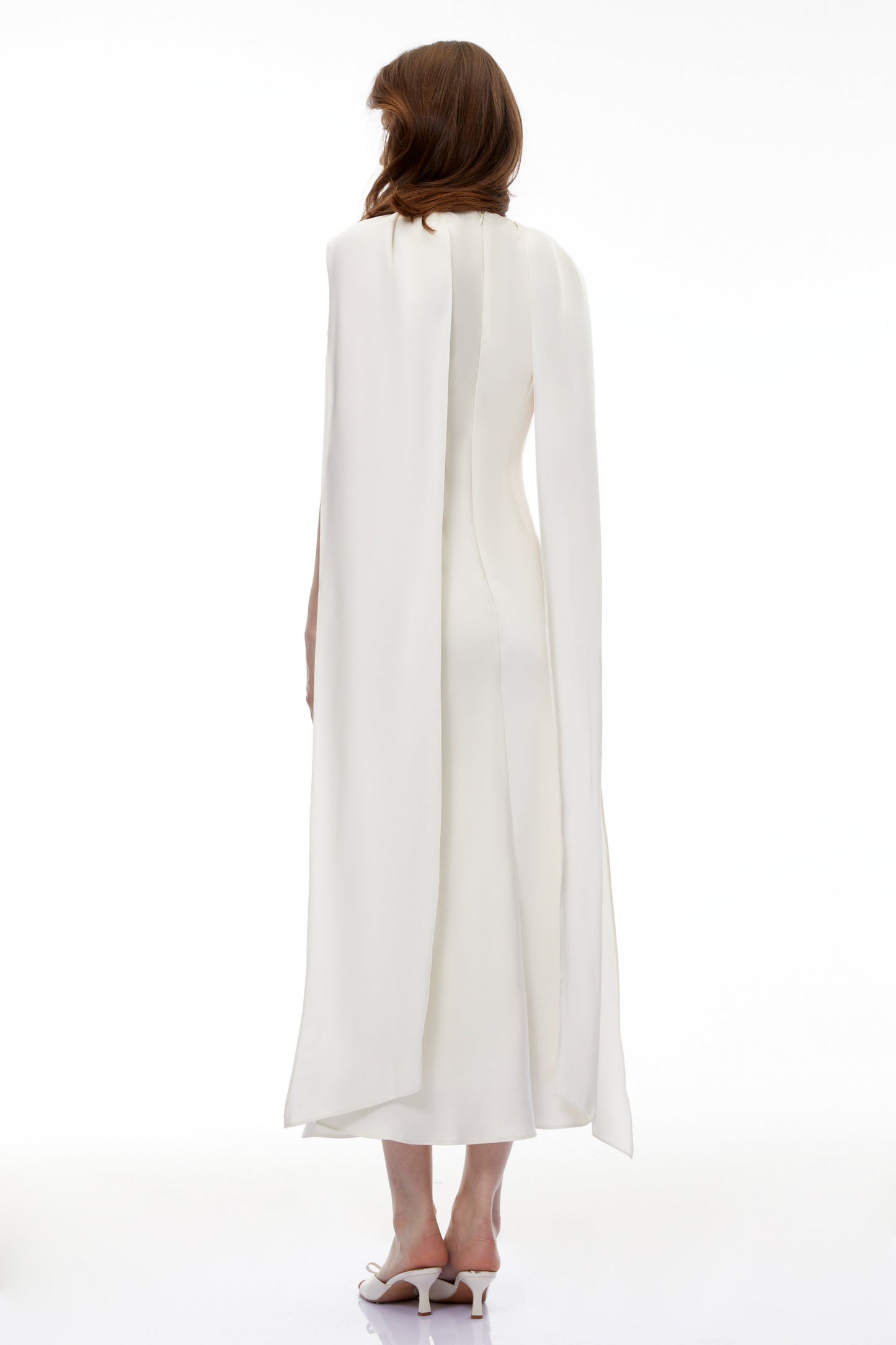 Zarrin Cream White Foldover Midi Dress