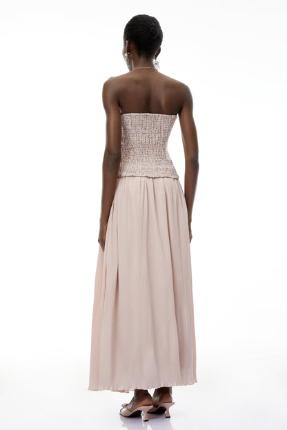 Zephyrine Pink Off Shoulder Ruched Maxi Dress