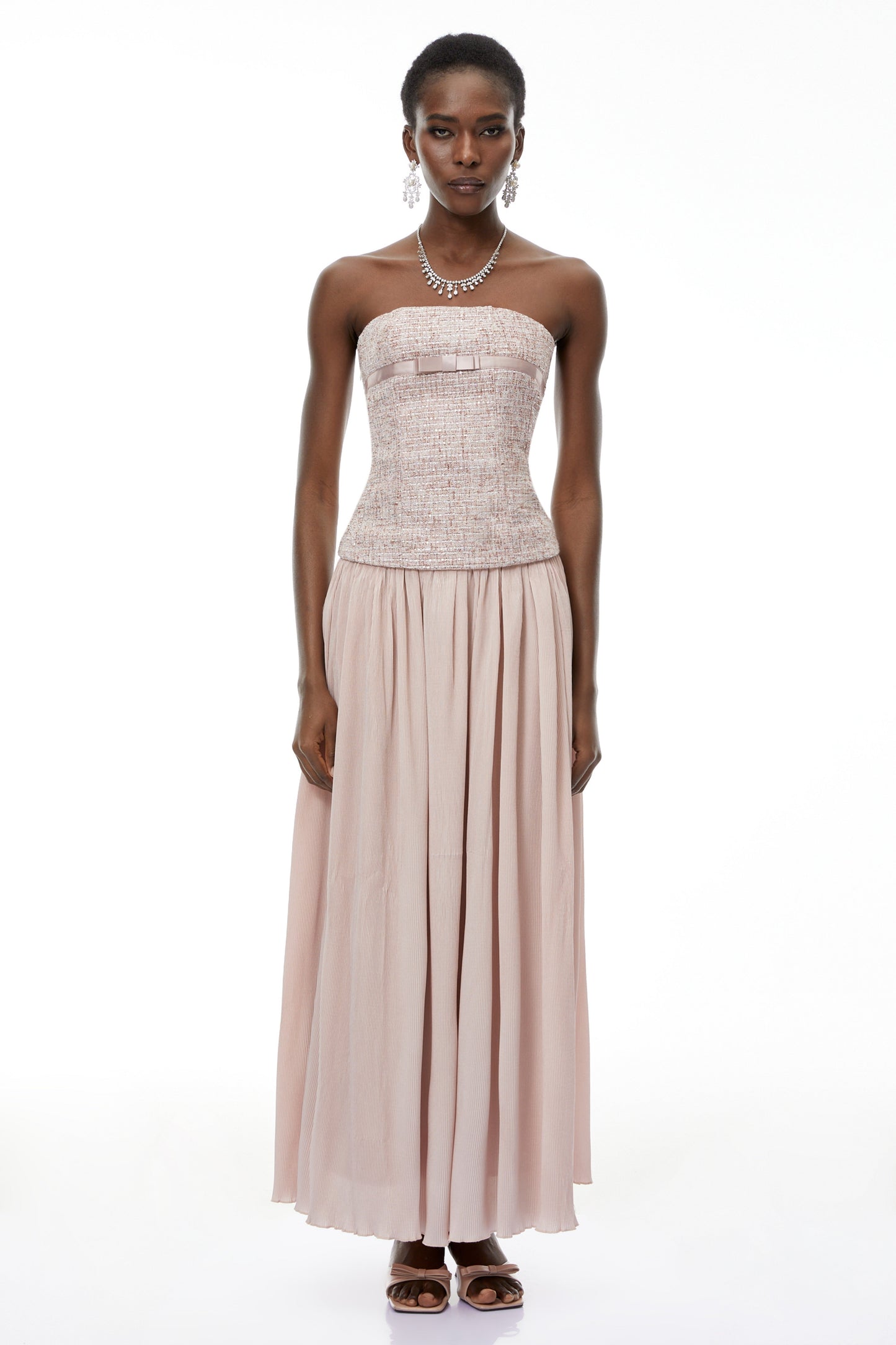 Zephyrine Pink Off Shoulder Ruched Maxi Dress