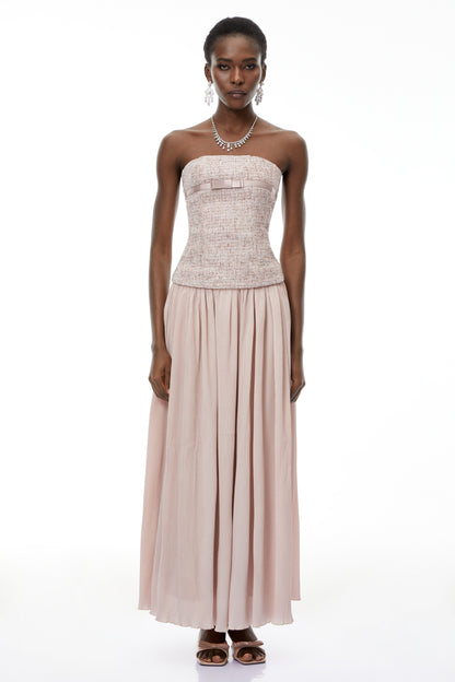 Zephyrine Pink Off Shoulder Ruched Maxi Dress