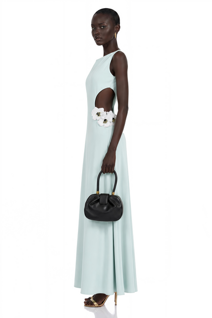 Zinnia Green Cut-Out Maxi Dress with 3D Petals