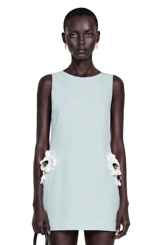 Zinnia Green Cut-Out Mini Dress with 3D Petals