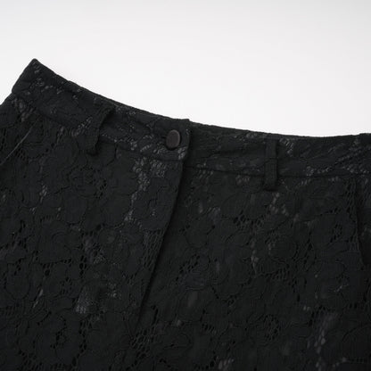 Zoé Siyah Transparan Dantel Blazer ve Pantolon Uyumlu Takım