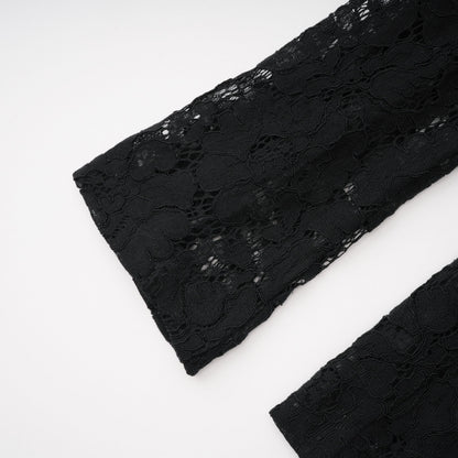 Zoé Black Sheer Lace Blazer & Trousers Matching Set
