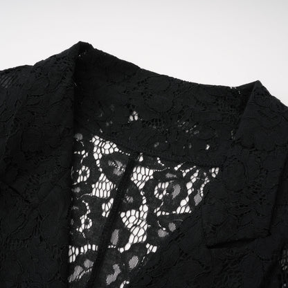 Zoé Black Sheer Lace Blazer & Trousers Matching Set