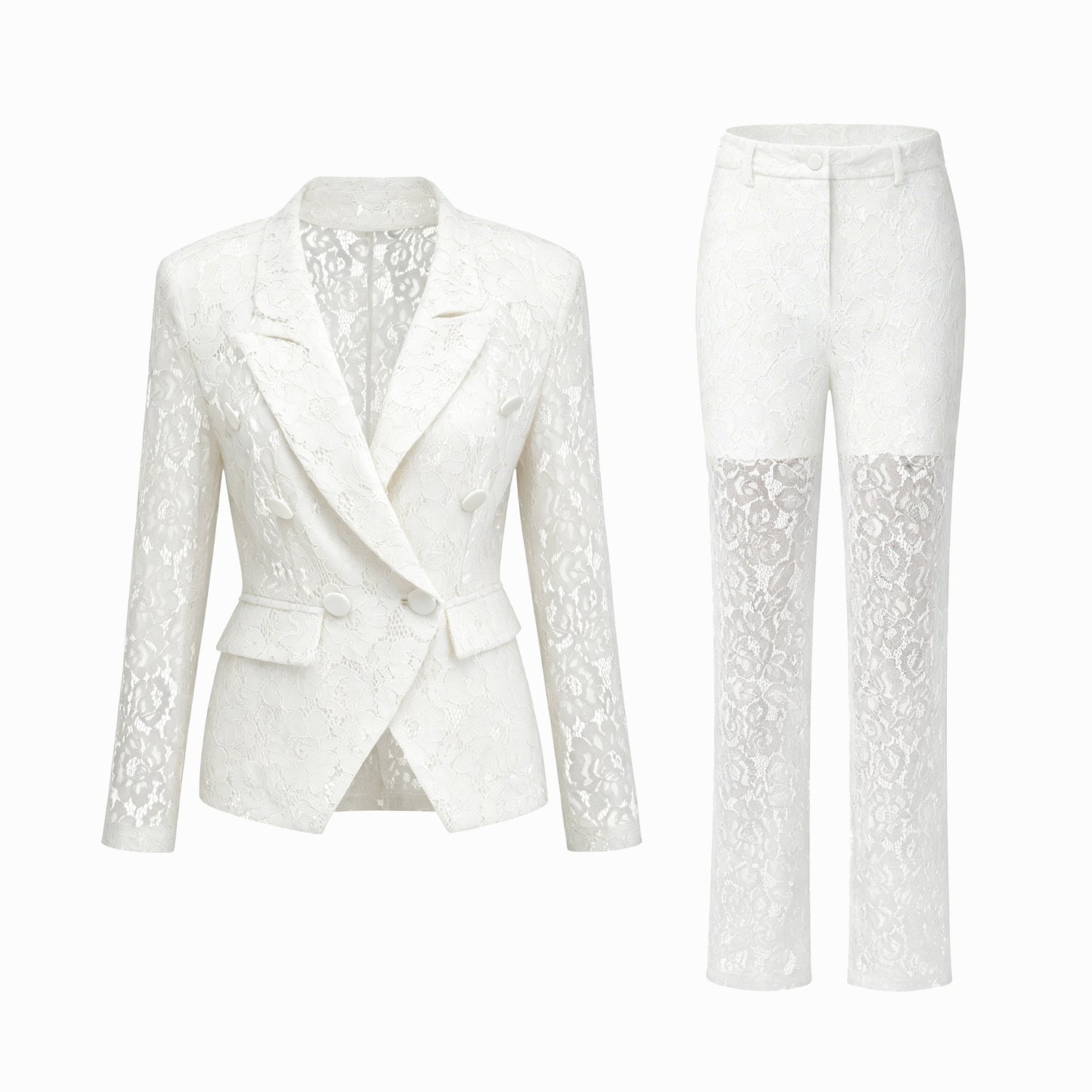 Zoé Sheer Lace Blazer & Trousers Matching Set