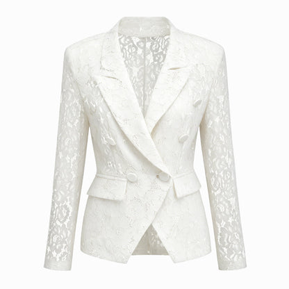 Zoé Sheer Lace Blazer & Trousers Matching Set