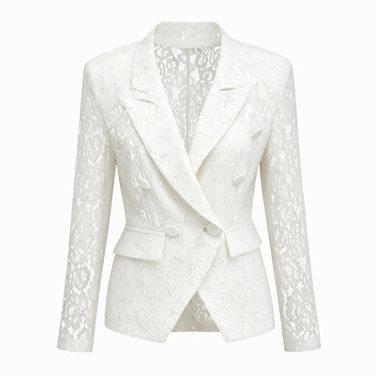 Zoé Sheer Lace Blazer & Trousers Matching Set