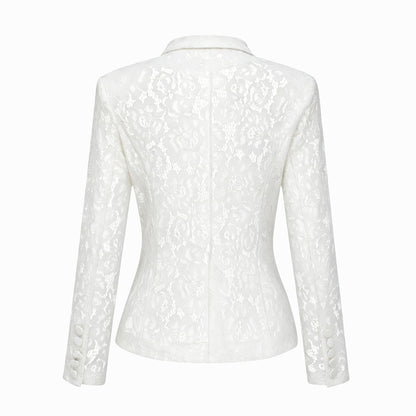 Zoé Sheer Lace Blazer & Trousers Matching Set