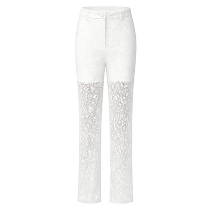 Zoé Sheer Lace Blazer & Trousers Matching Set