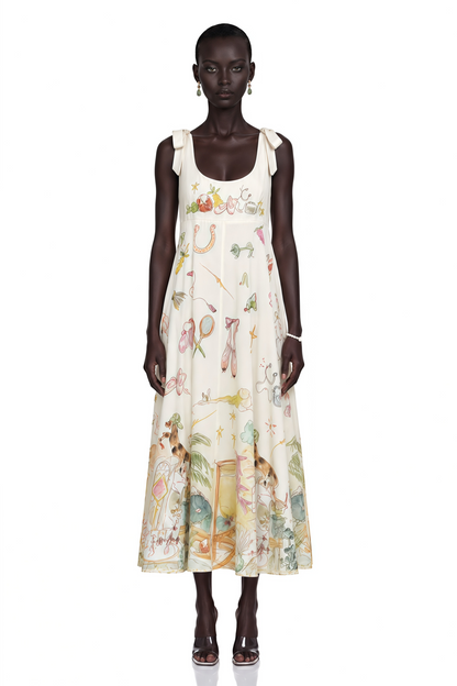 Zohar Green Color Block Print Maxi Dress