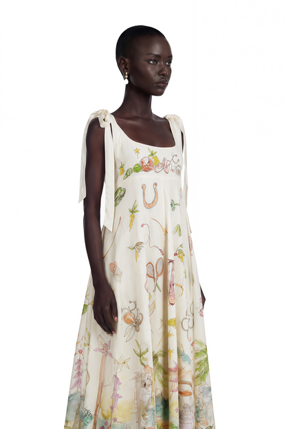 Zohar Green Color Block Print Maxi Dress