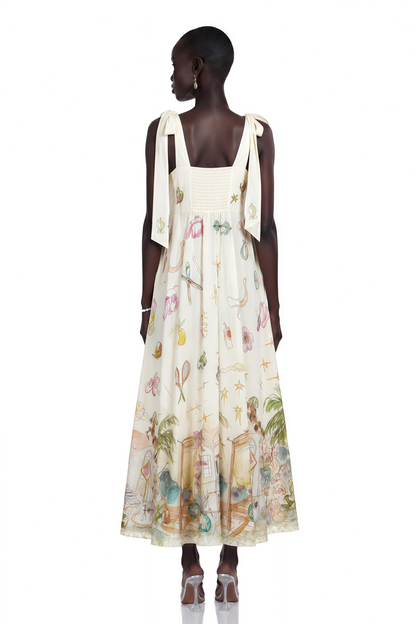 Zohar Green Color Block Print Maxi Dress