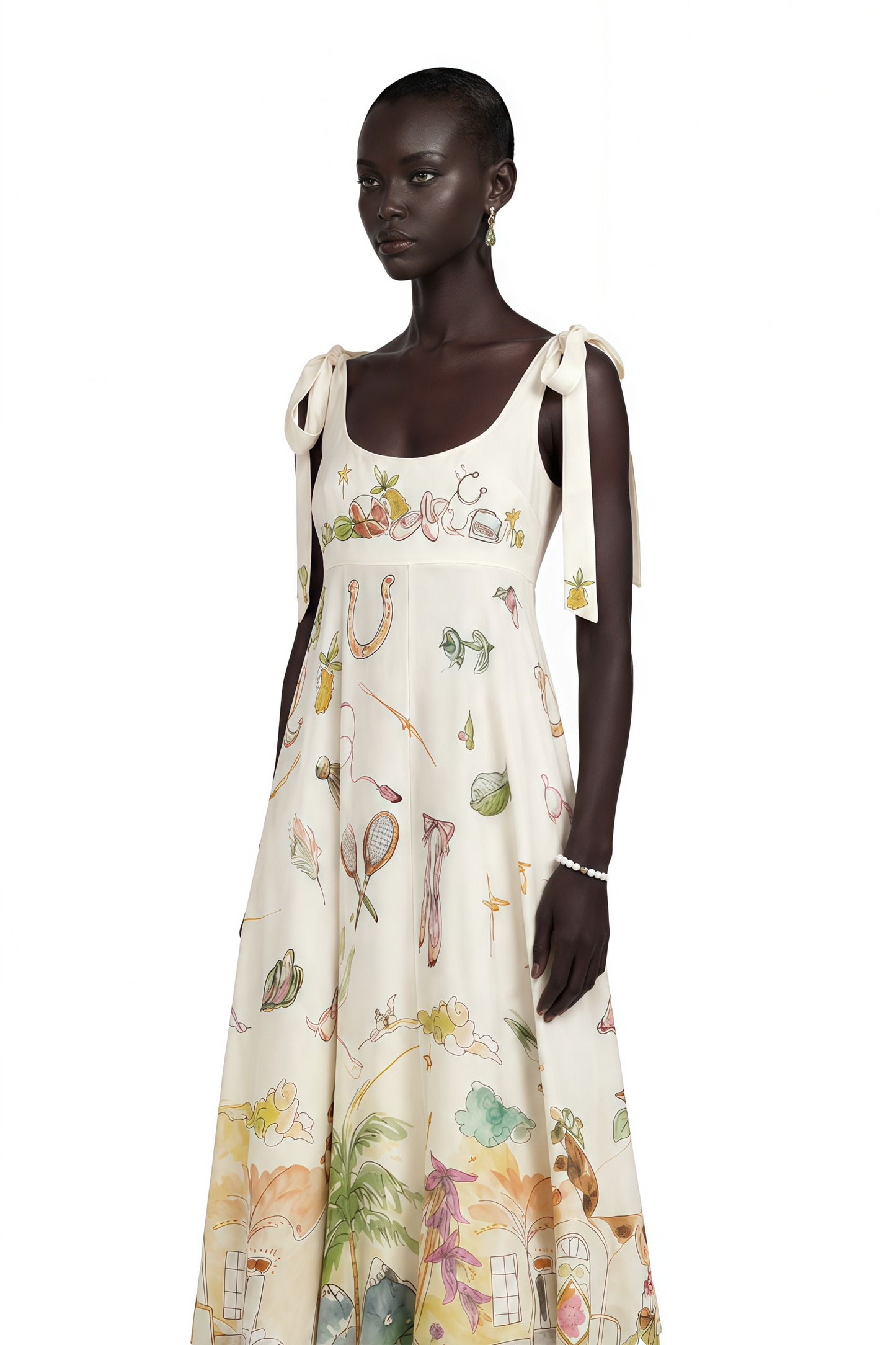 Zohar Green Color Block Print Maxi Dress