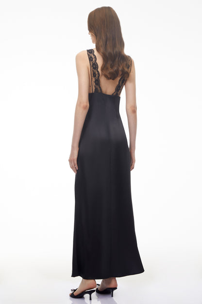 Zorya Black Cut-Out Floral Lace Maxi Dress