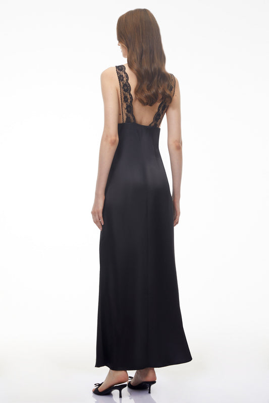 Zorya Black Cut-Out Floral Lace Maxi Dress