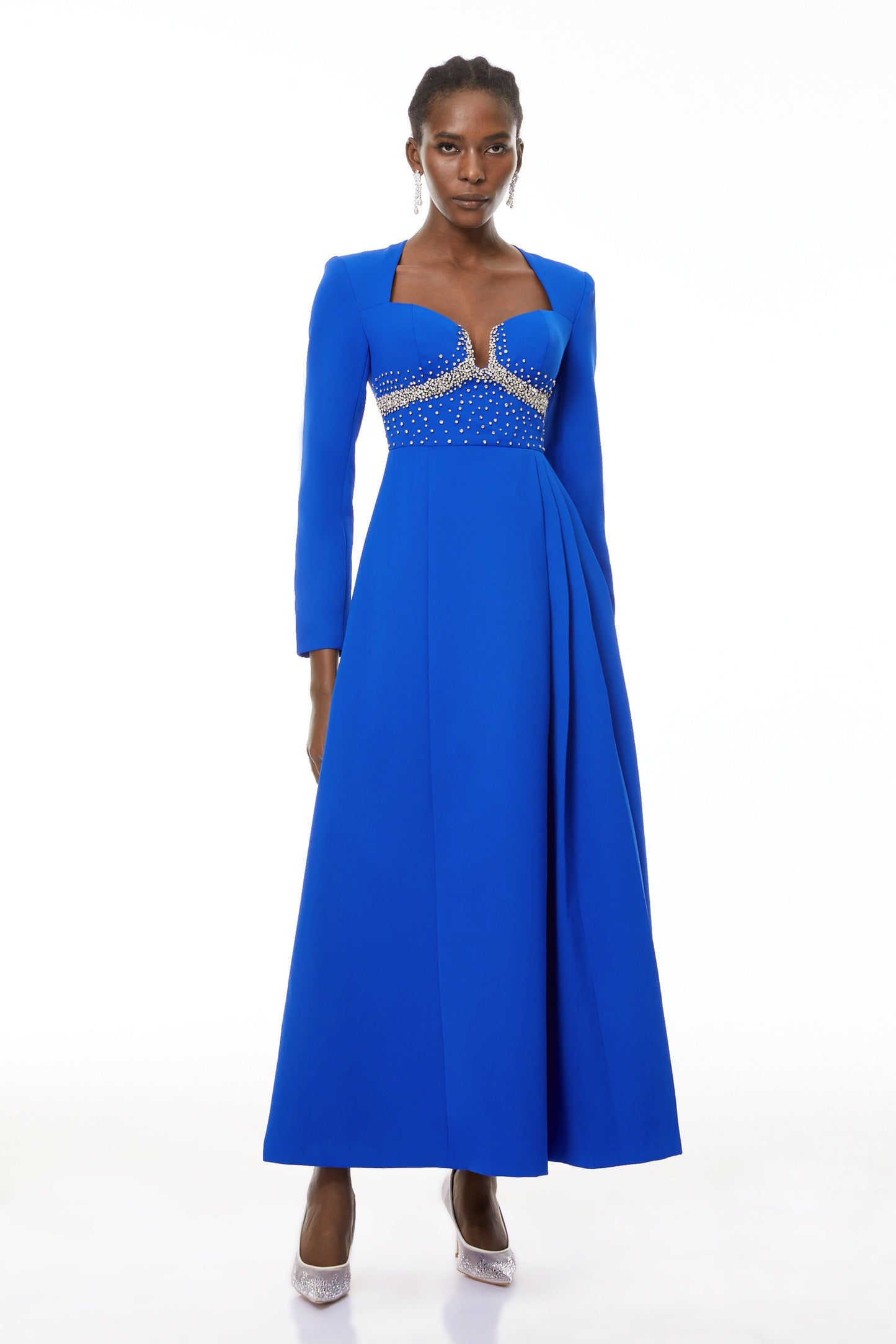 Zosia Blue Crystal Embellished Maxi Dress