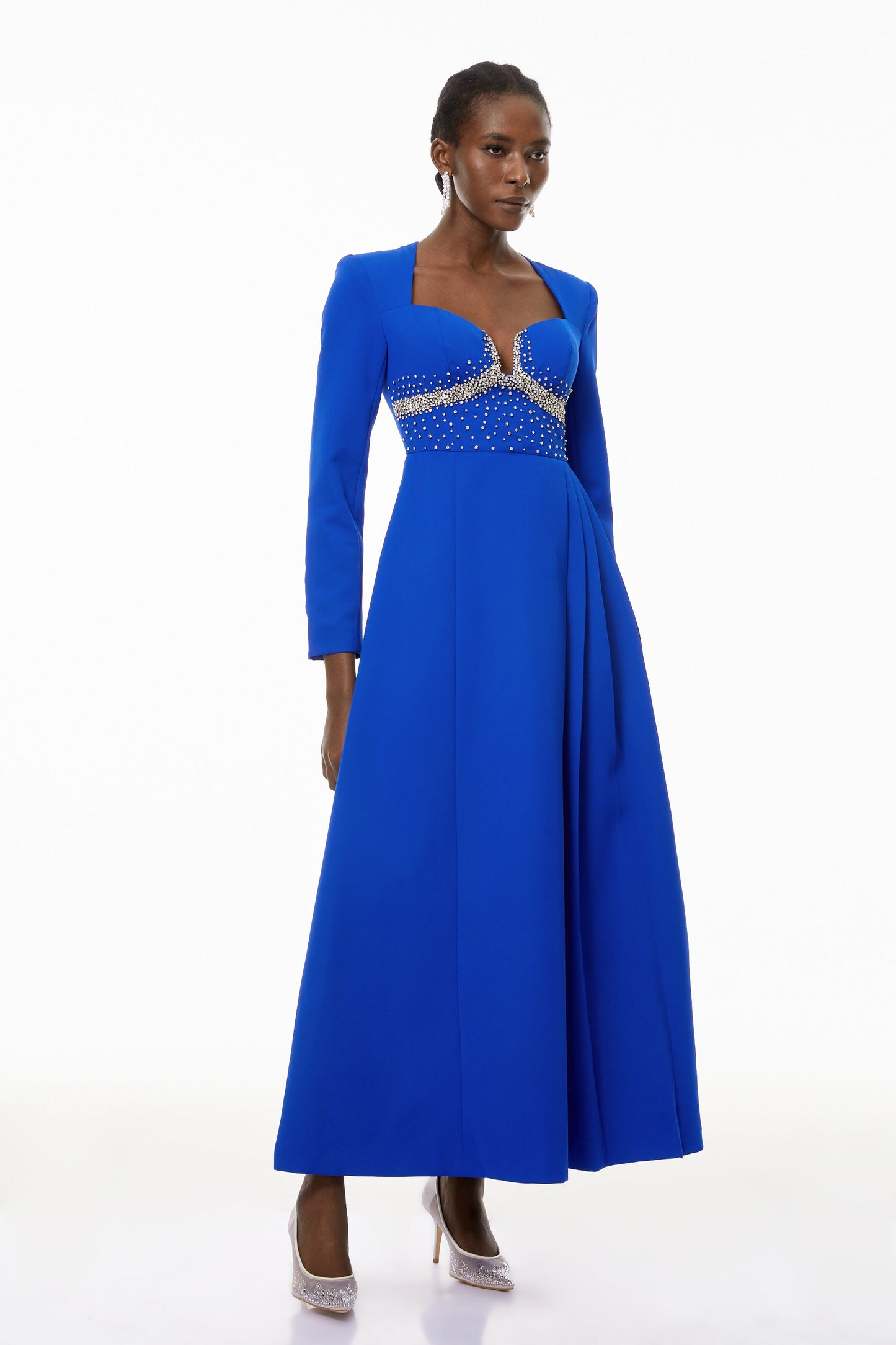 Zosia Blue Crystal Embellished Maxi Dress