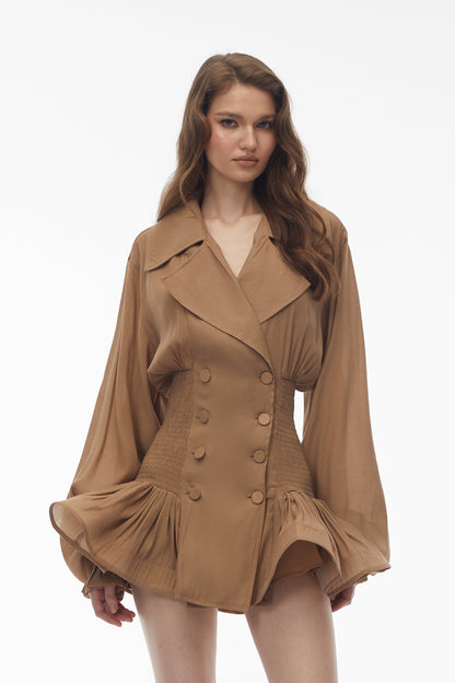 Zuleika Khaki Double-Breasted Blazer Dress