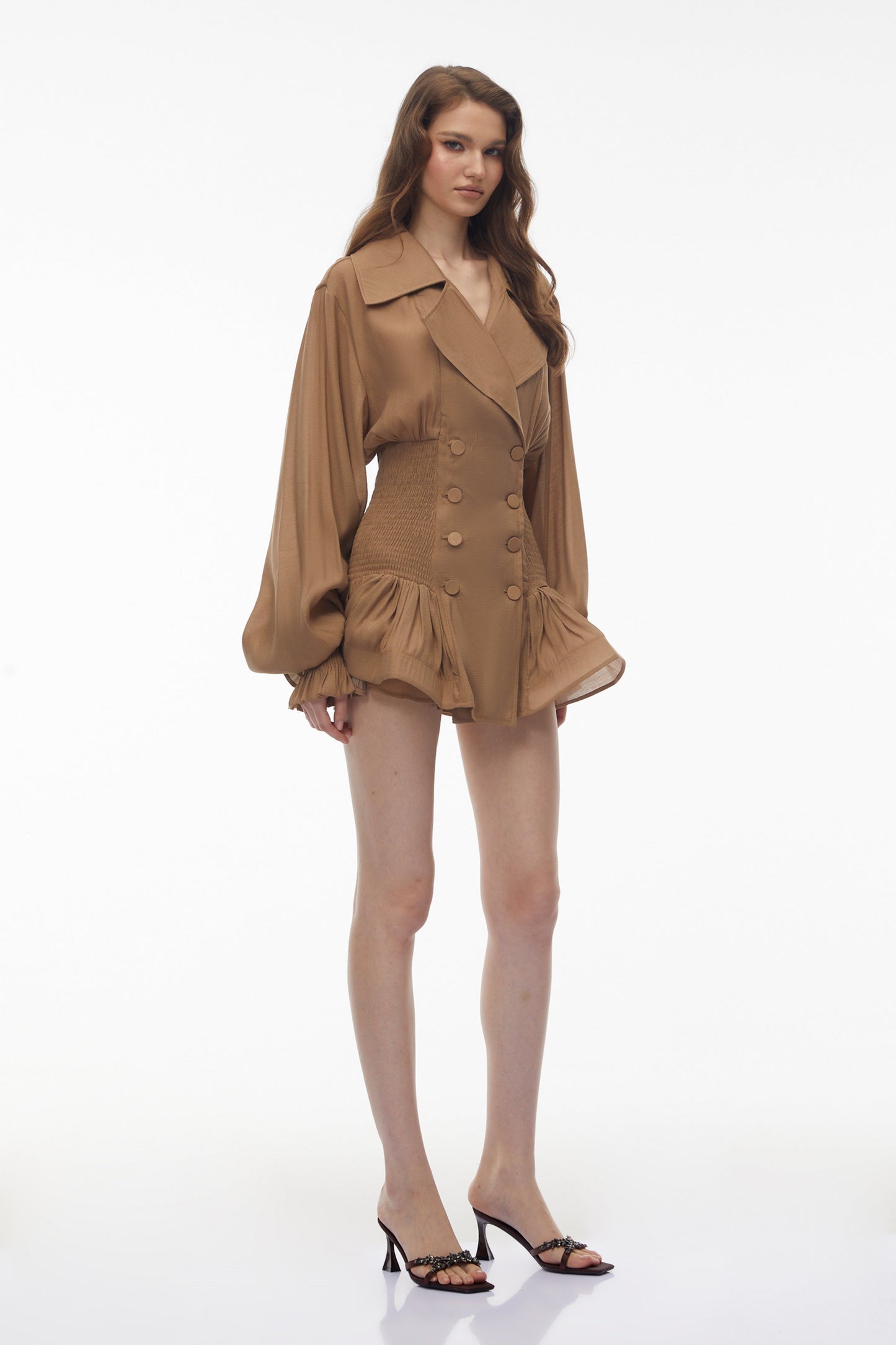Zuleika Khaki Double-Breasted Blazer Dress