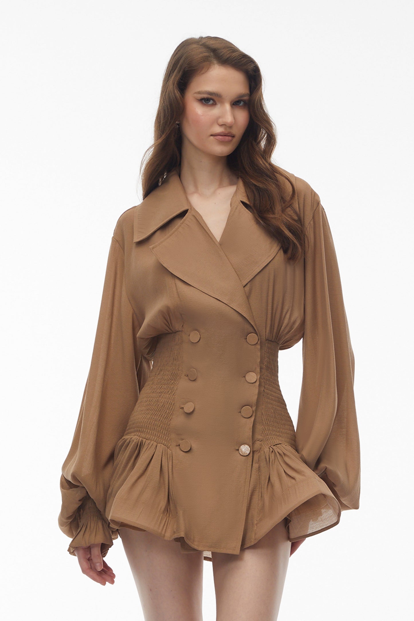 Zuleika Khaki Double-Breasted Blazer Dress