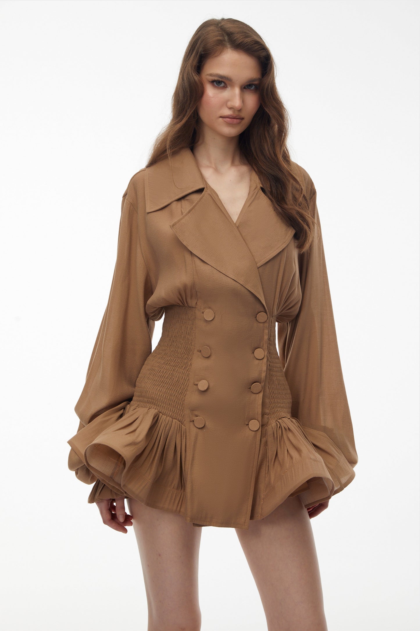 Zuleika Khaki Double-Breasted Blazer Dress