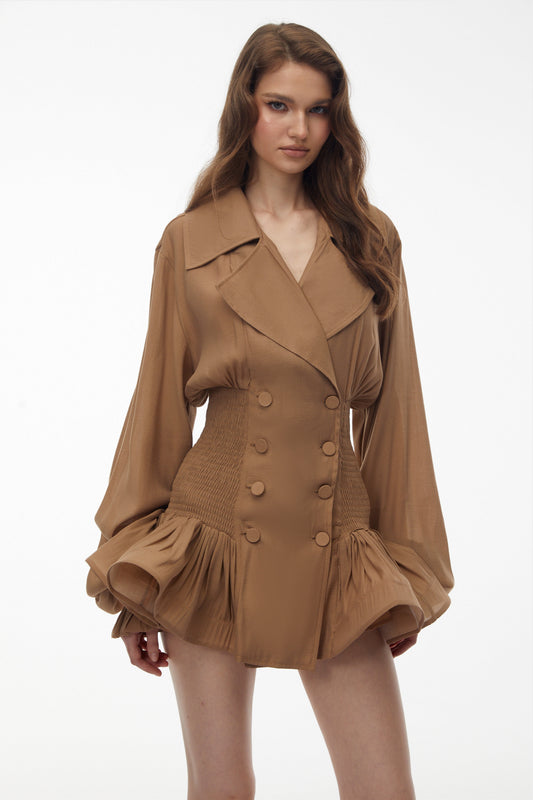 Zuleika Khaki Double-Breasted Blazer Dress