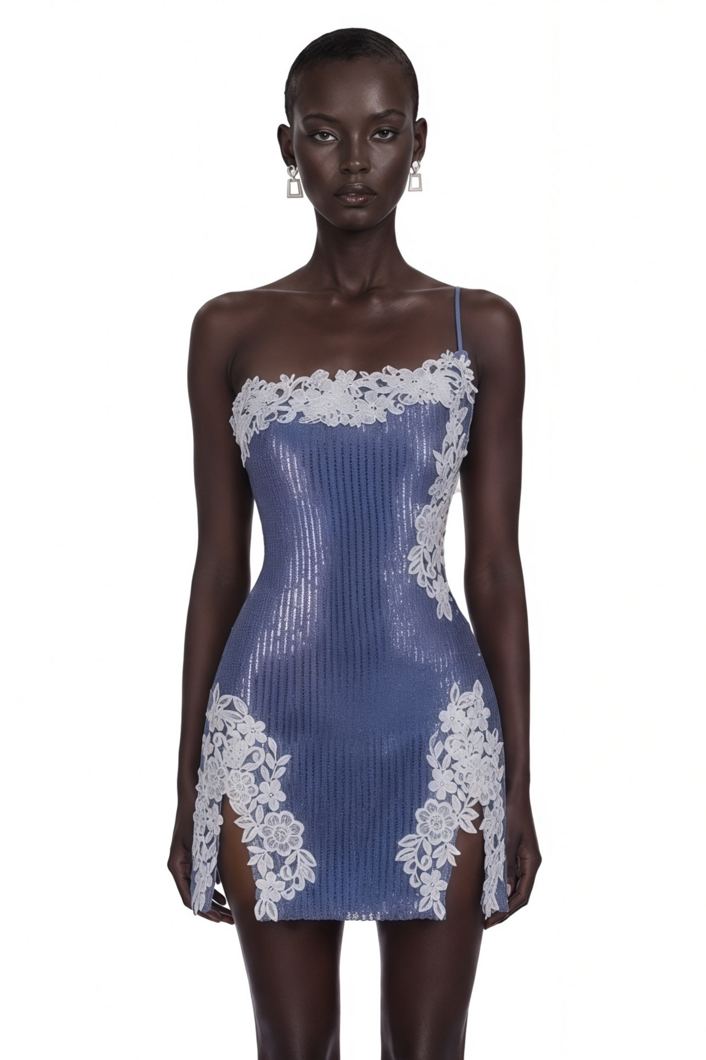 Zylah Purple Sequin Mini Dress with Lace