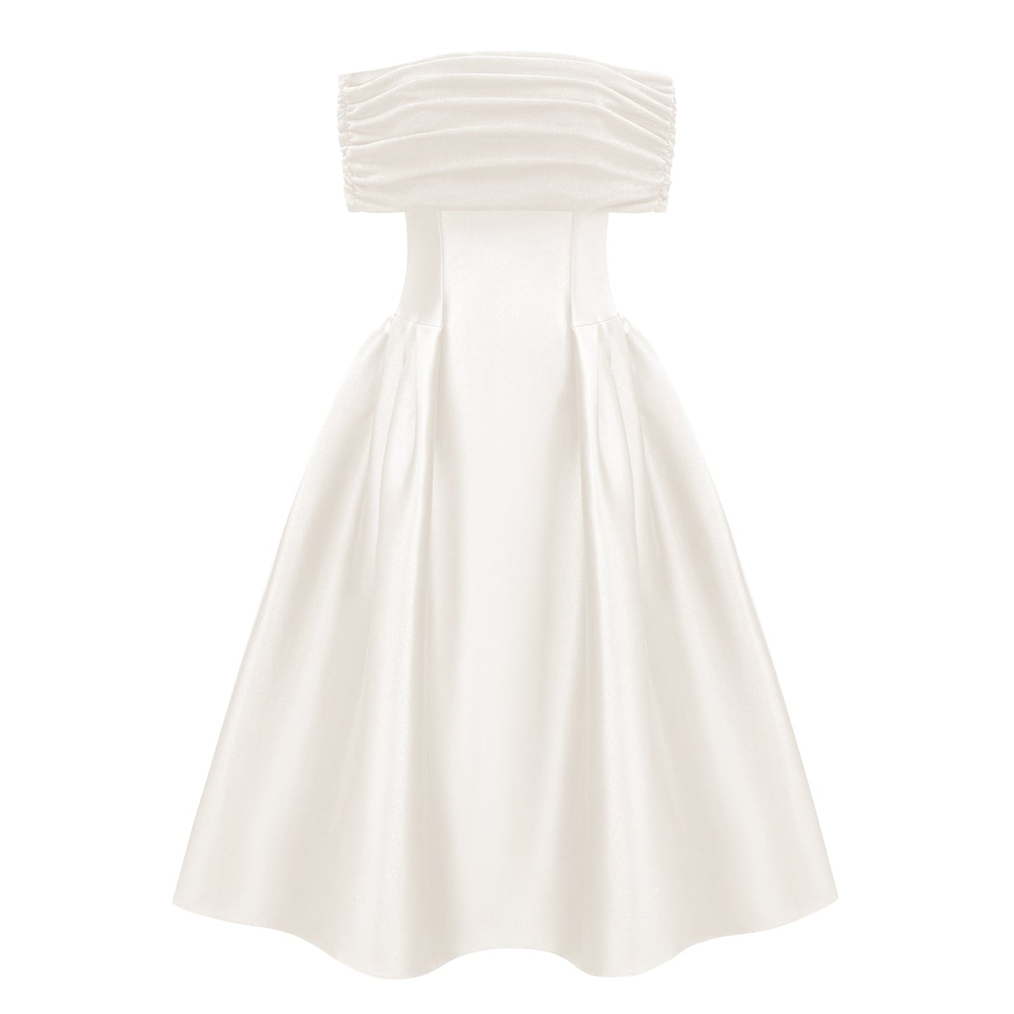 Ainara White Off Shoulder Polished Midi Dress