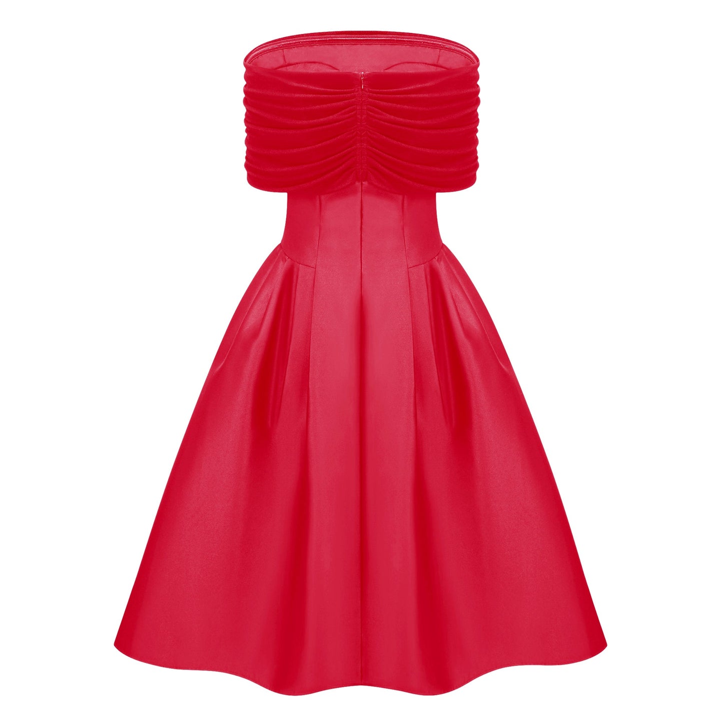 Ainara Red Off Shoulder Polished Midi Dress