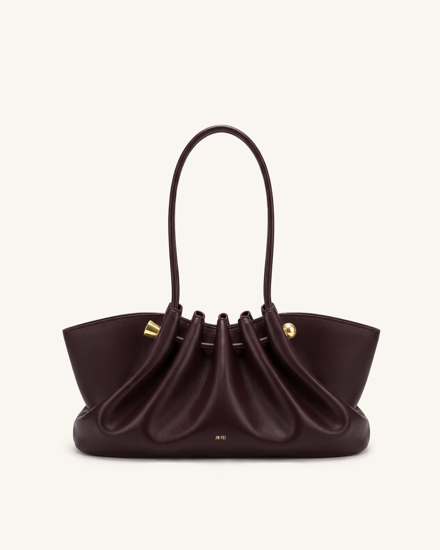 Naomi Gathered Long Handle Shoulder Bag - Deep Burgundy
