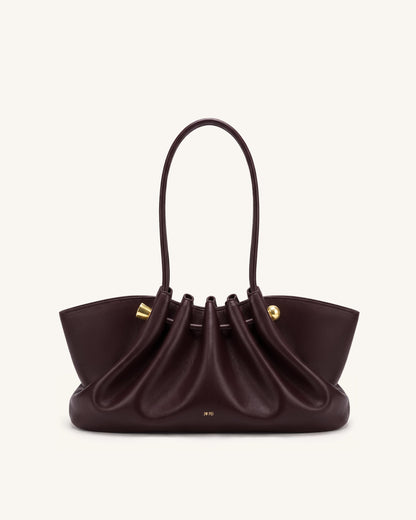 Naomi Gathered Long Handle Shoulder Bag - Deep Burgundy