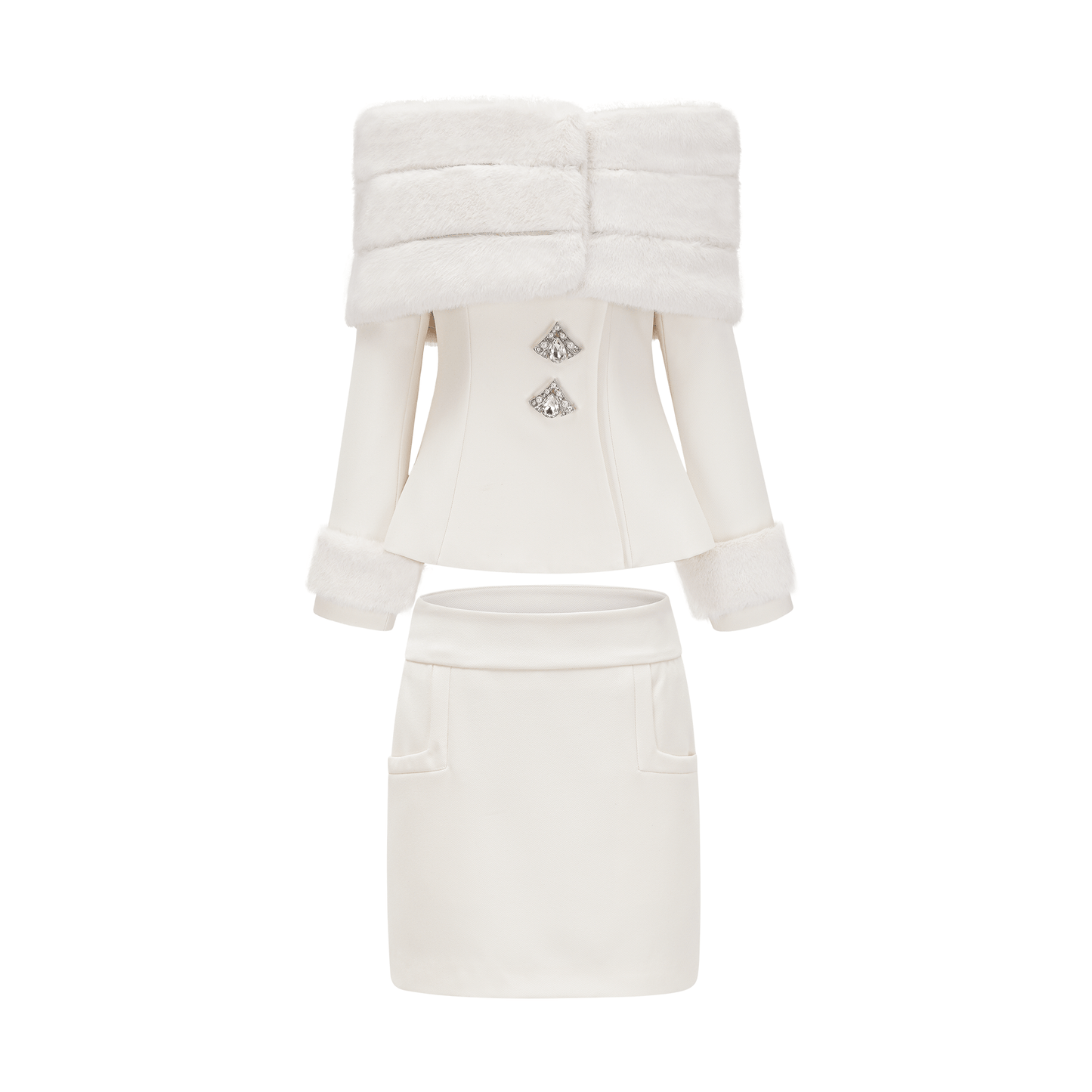 Caitlin Faux-fur Jacket & Skirt Matching Set