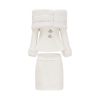 Caitlin Faux-fur Jacket & Skirt Matching Set