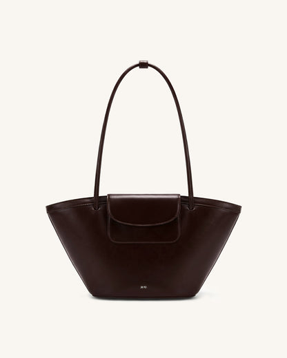 Corinne Pocket Tote Bag - Dark Brown