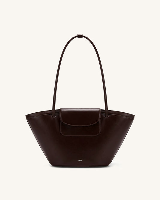 Corinne Pocket Tote Bag - Dark Brown